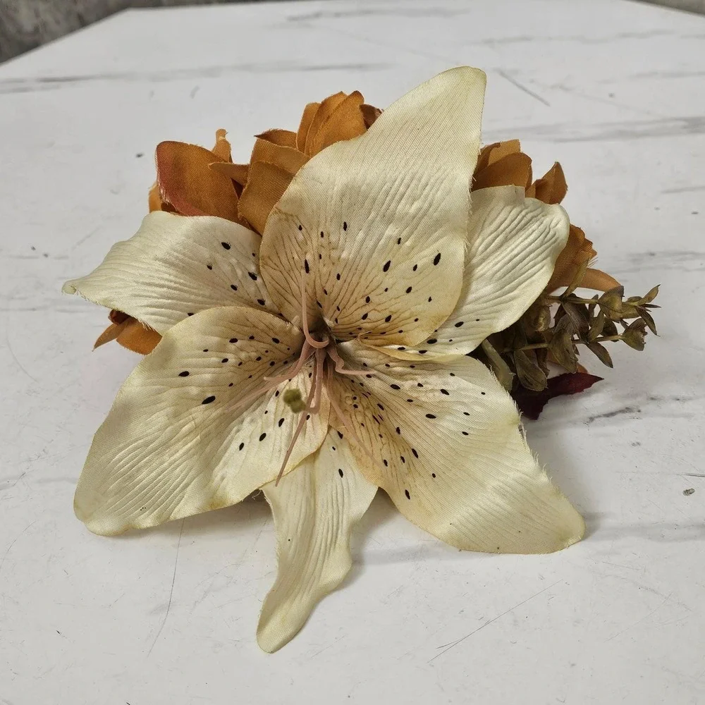 Handmade Chrysanthemum‎ & Lily Hair Flower Clip Fascinator Pinup Rockabilly Tiki